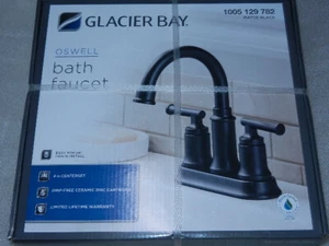Nuevo grifo fregadero de baño Glacier Bay Oswell 4" conjunto central negro mate centro - Imagen 1 de 11
