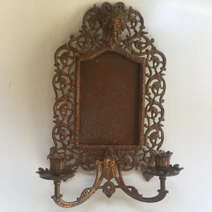 Antique Bradley & Hubbard Brass Bacchus Wall Sconces Mirror & Candle Holders - Picture 1 of 20