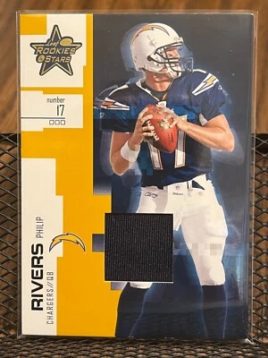 PHILIP RIVERS 2007 LEAF R&S ROOKIES & STARS SD CHARGERS WORN JERSEY PATCH RELIC! - Image 1 of 2