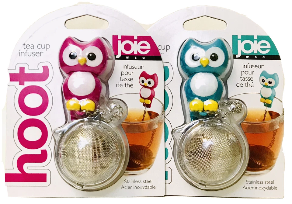 Infusor de taza de té de acero inoxidable sin BPA Joie MSC Hoot rosa y verde azulado búhos 2 unidades Foto 1 de 1