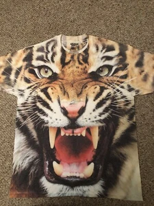 Tiger T Shirt All Over Front Print Size Large Gildan Dry Blend NWOT - Picture 1 of 5