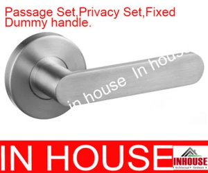 Satin stainless steel door handles-passage set,privacy set,fixed dummyhandle(608 - Picture 1 of 8