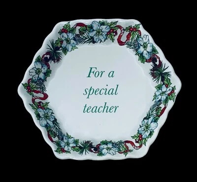 Spode HOLIDAYS SPECIAL TEACHER Christmas Red Candy Trinket Dish NEW - Image 1 of 4