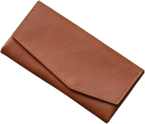 Billetera Larga STATUSY il modo Made in Japan Delgada y Pequeña de Cuero Genuino Marrón - Imagen 1 de 8