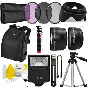 18 PC 58mm PRO KIT FOR Canon Rebel T3i T5i T6i T6s 80D 77D 50" Tripod + Backpack - Picture 1 of 12