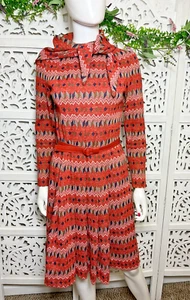 Vintage Nancy Greer Women's Mod Fit Flare Midi Belted Secretary Dress Size 10 - Picture 1 of 12