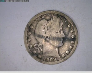 1908 D barber quarter (53-365 9m3) - Picture 1 of 2