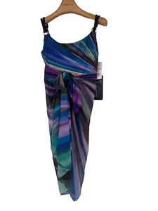 MIRACLESUIT SWIMSUIT & wrap SIZE 16 RANDALL CHRISTENSEN designer rhinestones new - Picture 1 of 7