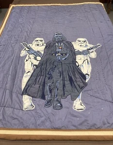 Pottery Barn Kids Star Wars Comforter Darth Vader/Trooper 64” X 80” Embroidered - Picture 1 of 7