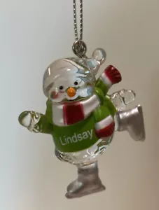 “Lindsay” Personalized Skating Snowman Mini Holiday Ornament Ganz 2” Tall NWT - Picture 1 of 4