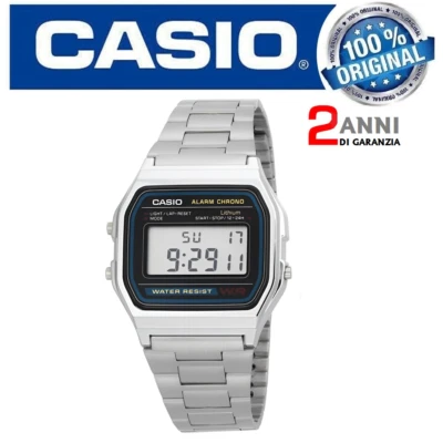 Orologio digitale CASIO A158WA-1DF Uomo Donna Unisex Vintage Classico Sveglia - Immagine 1 di 4