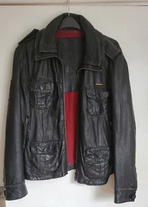 SUPERDRY Genuine Brad  Leather Large Mens  Biker Jacket Distressed Look  - Picture 1 of 21