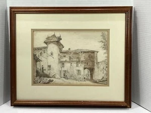 Original James Holland St. Chef, Dauphine Pencil and Ink Wash Framed - Picture 1 of 4