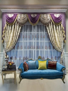 luxury European Embroidery valance jacquard livingroom curtain tulle M1773 - Picture 1 of 12
