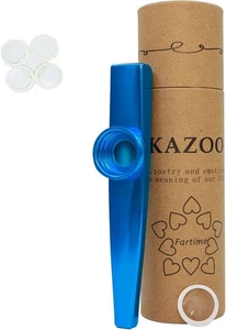 Blue Aluminum Kazoo with 5 Diaphragms Gift Box Set - Picture 1 of 5