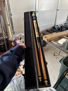 VINTAGE Golden Shark Custom Crafted Pool Cue by Bob & Chet W/ Hard Case 21oz - Picture 1 of 14