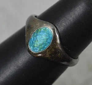 Anello antico Charles Horner in argento e smalto con sigillo - Foto 1 di 8