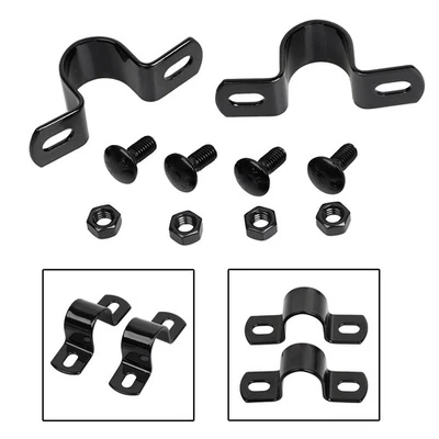 Black Rear Fender Mount U-Clamp Kit For Harley Hydra Glide FL FLF 41-57 UL 38-47 - Image 1 of 4