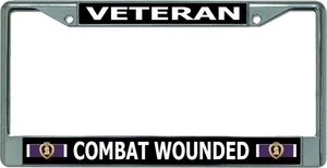 Marco de matrícula cromado Purple Heart Combat Wounded Veteran #2 - Imagen 1 de 1