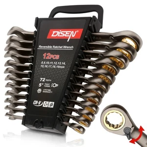 12-Piece Reversible Ratcheting Wrench Set, Combination Wrench Set Metric 8-19... - Picture 1 of 6
