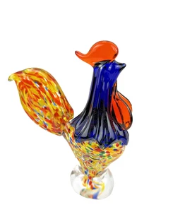 Studio Kunst Glas Murano Stil bunt stehend Glas Hahn Huhn 7,25" - Bild 1 von 6