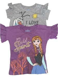 2 Disney Frozen Girls Size 5 Shirts Olaf / Anna - Picture 1 of 15