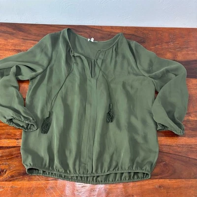 Blusa para mujer Joie manga larga cuello en V verde talla L informal otoño top Foto 1 de 4
