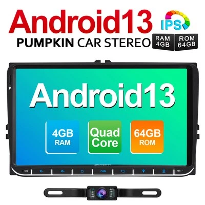 Pumpkin 9" Android 13 Autoradio Carplay GPS Navi 64GB for VW Golf Passat+Kamera - Bild 1 von 4