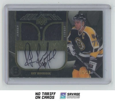 2009-10 UD Black Lustrous Materials Jersey Auto Ray Bourque /50 #LM-RB Boston - Image 1 of 3