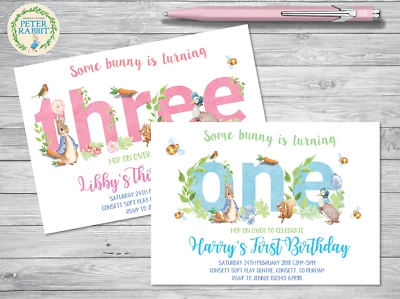 Invitaciones de cumpleaños personalizadas Peter Rabbit Jemima Puddleduck invitaciones x10 Foto 1 de 3