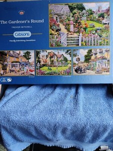 Gibsons 'THE GARDENER'S ROUND '. 4 x 500 Piece Jigsaw Puzzles, COMPLETE-Photos.