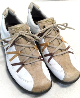 Zapatos para mujer Ecco botines de golf blancos beige cruzados cómodos cuero yak talla 39 Foto 1 de 4