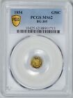 1854 Cal Gold 50c Pcgs Ms62 * Bg-305 * #48911713