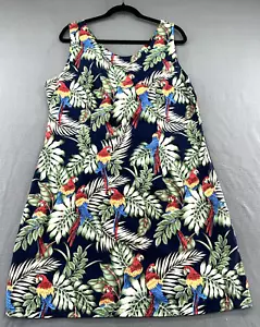 Aloha Republic Dress Womens Sz 2XL Hawaiian Tropical Parrots Sleeveless Pullover - Picture 1 of 10