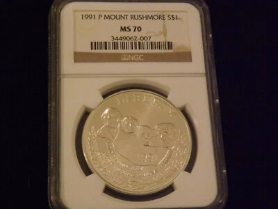 1991-P     $1        Mount Rushmore        NGC  MS 70 - Image 1 of 2