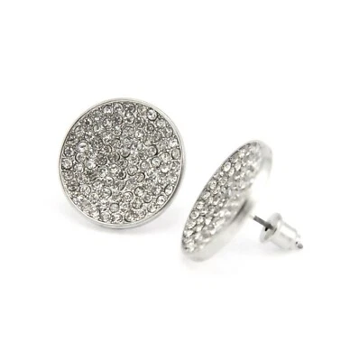 Brincos masculinos de hip hop folheados a gelo CZ redondos cavados 17 mm TE 525 - Imagem 1 de 2