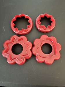 Vintage Tupperware 4 Piece Red Plastic Nesting Cookie Cutters - Picture 1 of 8