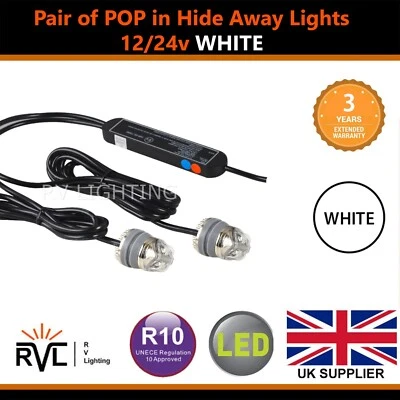 RVL WHITE Hideaways Push Fit Under Cover Recovery Strobe Beacon LED  12V 24V - Image 1 of 4