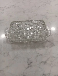 Anchor Hocking Star of David Cut Glass Butter Dish with Lid Vintage - Picture 1 of 6
