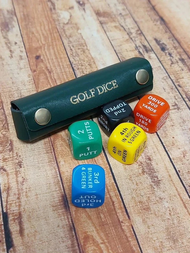 Golf Dice Game with Leather Press Stud Pouch UK Made - Image 1 of 1
