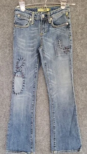 Vigoss Medium Wash Boot Cut Blue Jeans Topstitching Embroidery Girls 10 (J217) - Picture 1 of 8