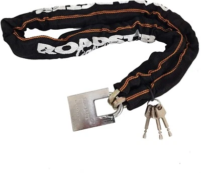 HEAVY DUTY STRONG MOTORCYCLE MOTORBIKE BIKE SECURITY CHAIN AND PADLOCK LOCK - Image 1 of 4
