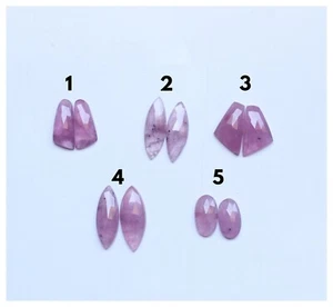 Piedras preciosas corte rosa natural zafiro rosa corte rosa cabujón facetado cabina par suelta - Imagen 1 de 7