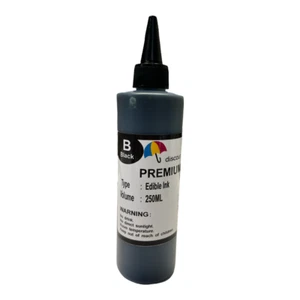 Black Edible Ink Refill Kit for Canon Epson Brother Printers 250ml Ink Bottle - Afbeelding 1 van 2