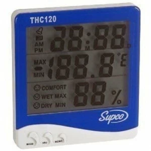 Supco THC120 Triple Display Indoor Digital Thermo-Hygrometer with Clock - Picture 1 of 1