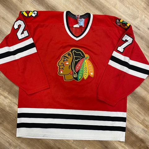 CHICAGO BLACKHAWKS JEREMY ROENICK VINTAGE 90s CCM AIR KNIT NHL HOCKEY JERSEY Cover
