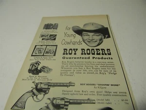 Vintage 1950s Roy Rogers Young Cowhands Hats & Guns Man Cave Print Ad 5G1 - Picture 1 of 3