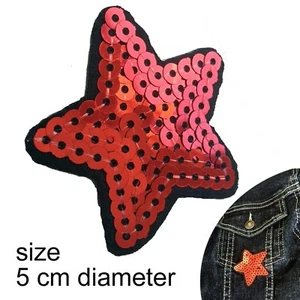 Sequin red star iron on patch Space Saturn Star sparkly award iron-on patches - Picture 1 of 4