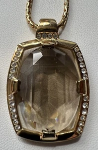 BEAUTIFUL SWAROVSKI SMOKY TOPAZ CRYSTAL PENDANT NECKLACE - Picture 1 of 4