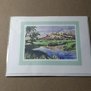 Greeting Card Osamu Saito Watercolor Print "Palm Springs" 5.5" x 4.4" - Picture 1 of 5